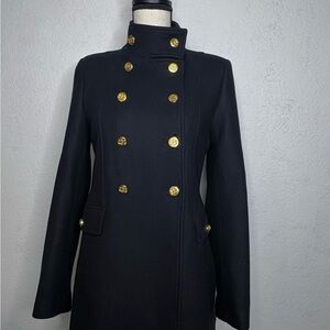 Zara Black Pea Coat with Gold Buttons